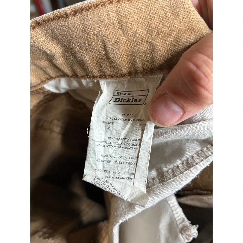 Genuine Dickies Mens Carpenter Pants Duck Brown Tan Utility Workwear 34x32 6404